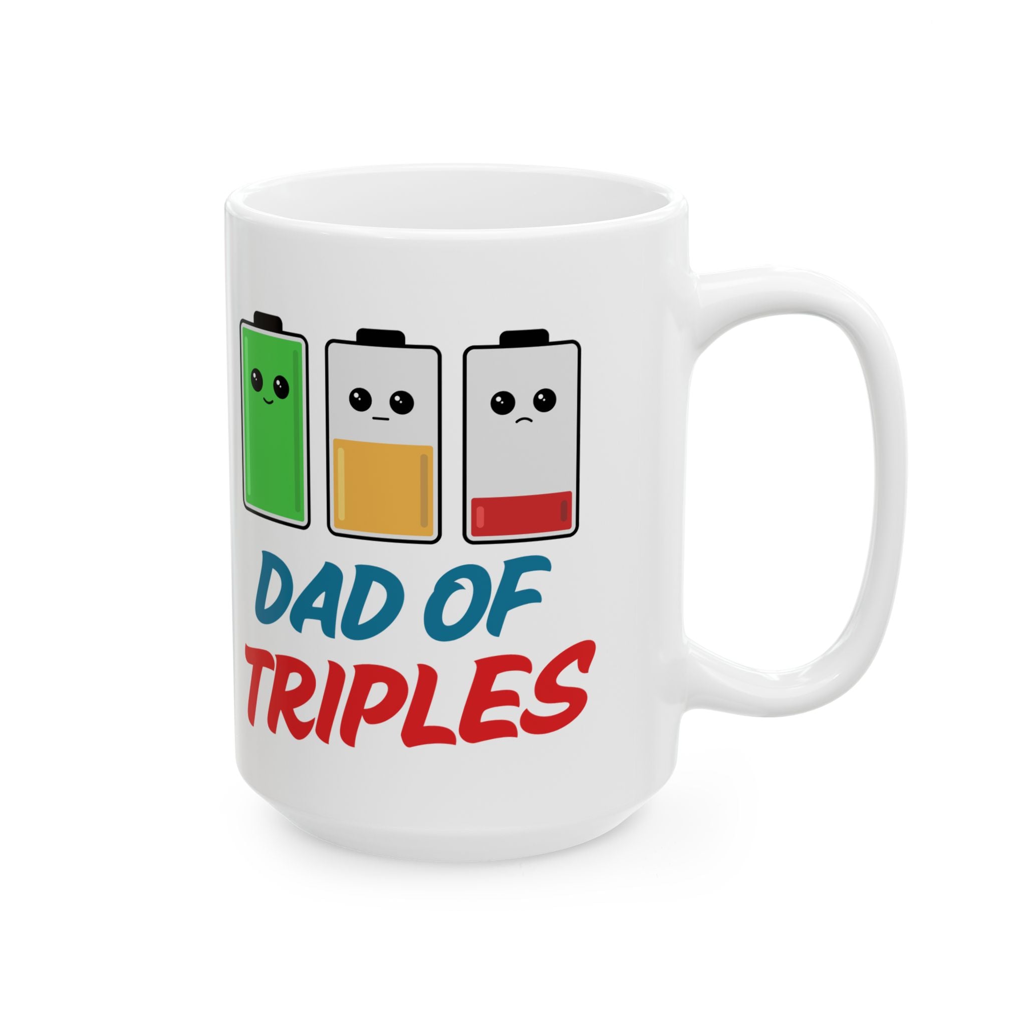 "Dad of Triplets" Battery Mood Coffee Mug | New Dad of Three Gift