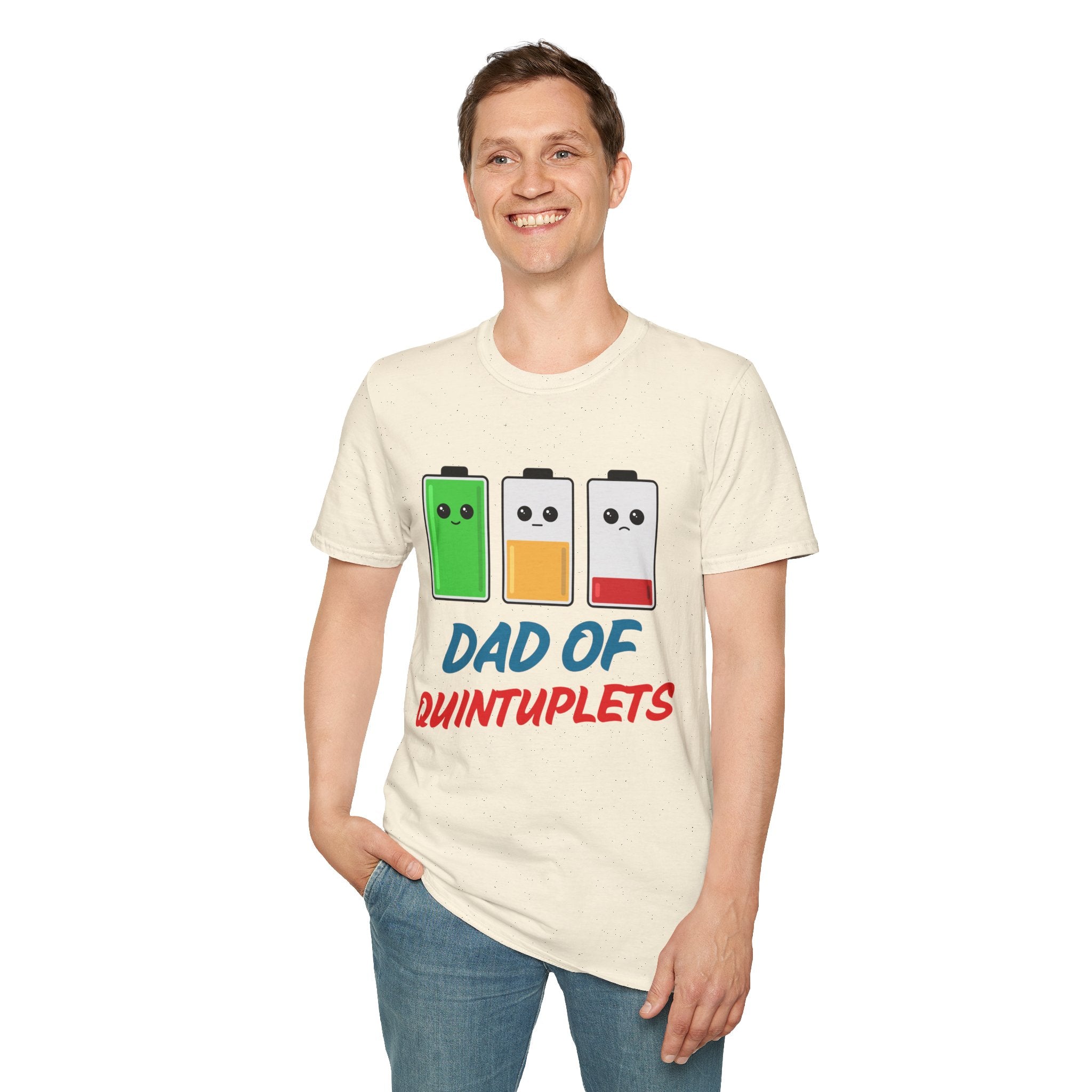 "Dads of Quints" Battery T-Shirt - Funny Gift for Father of Five