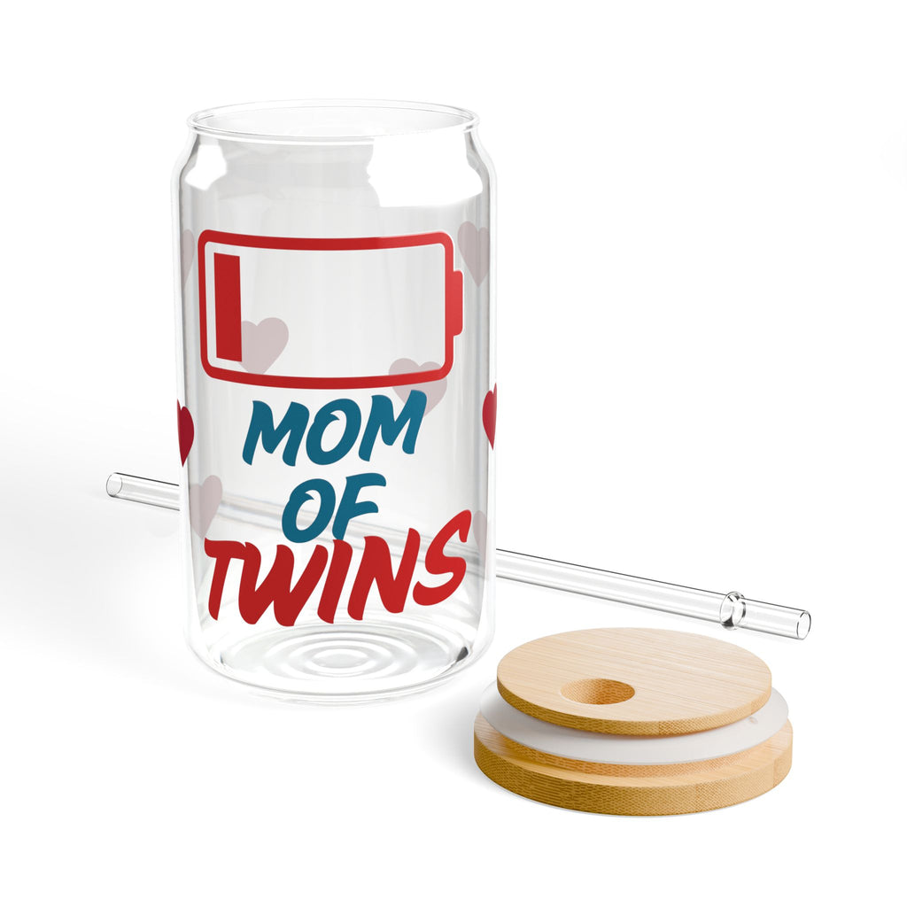 Mom of Twins Glass Can Tumbler | Iced Coffee Cup Gift for Twin Mom
