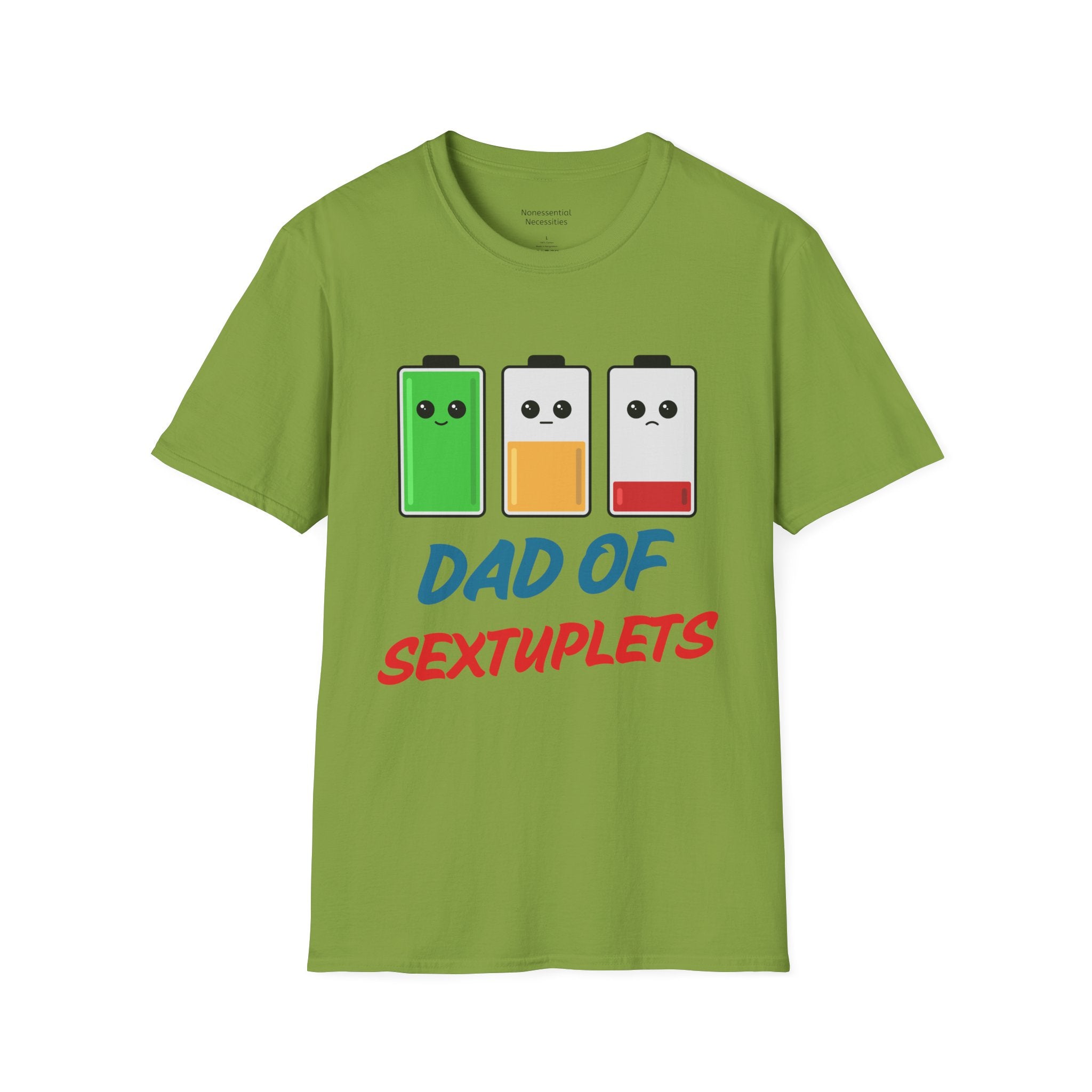 "Dad of Sextuplets" Battery T-Shirt - Funny Gift for Father of Six
