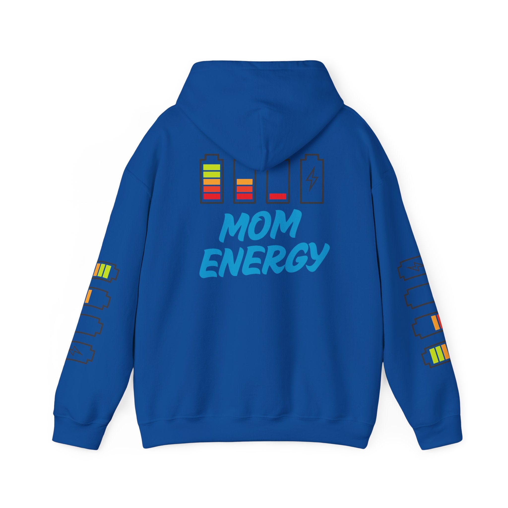 Mom Energy Hoodie — Battery Meter Graphic Hooded Sweatshirt