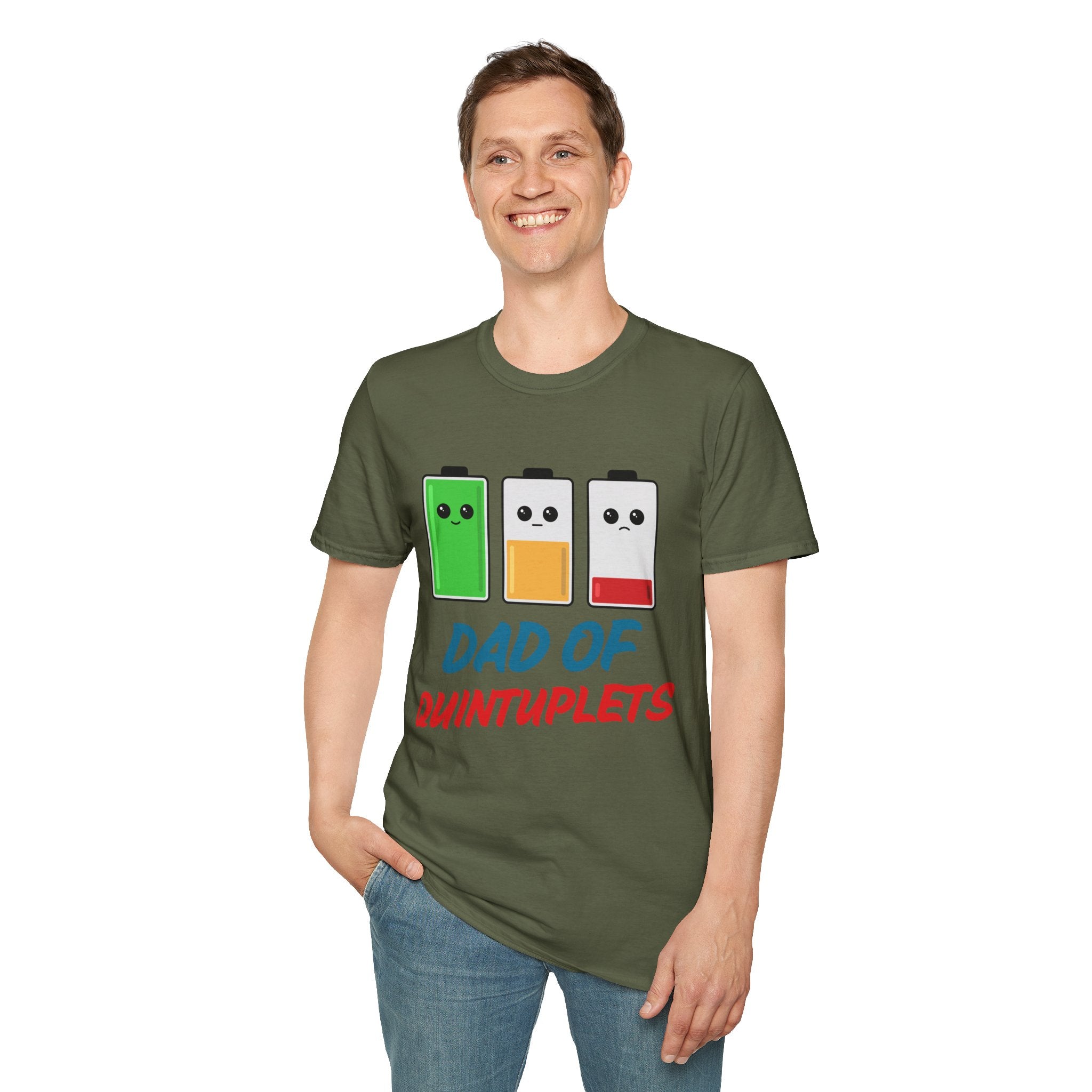 "Dads of Quints" Battery T-Shirt - Funny Gift for Father of Five