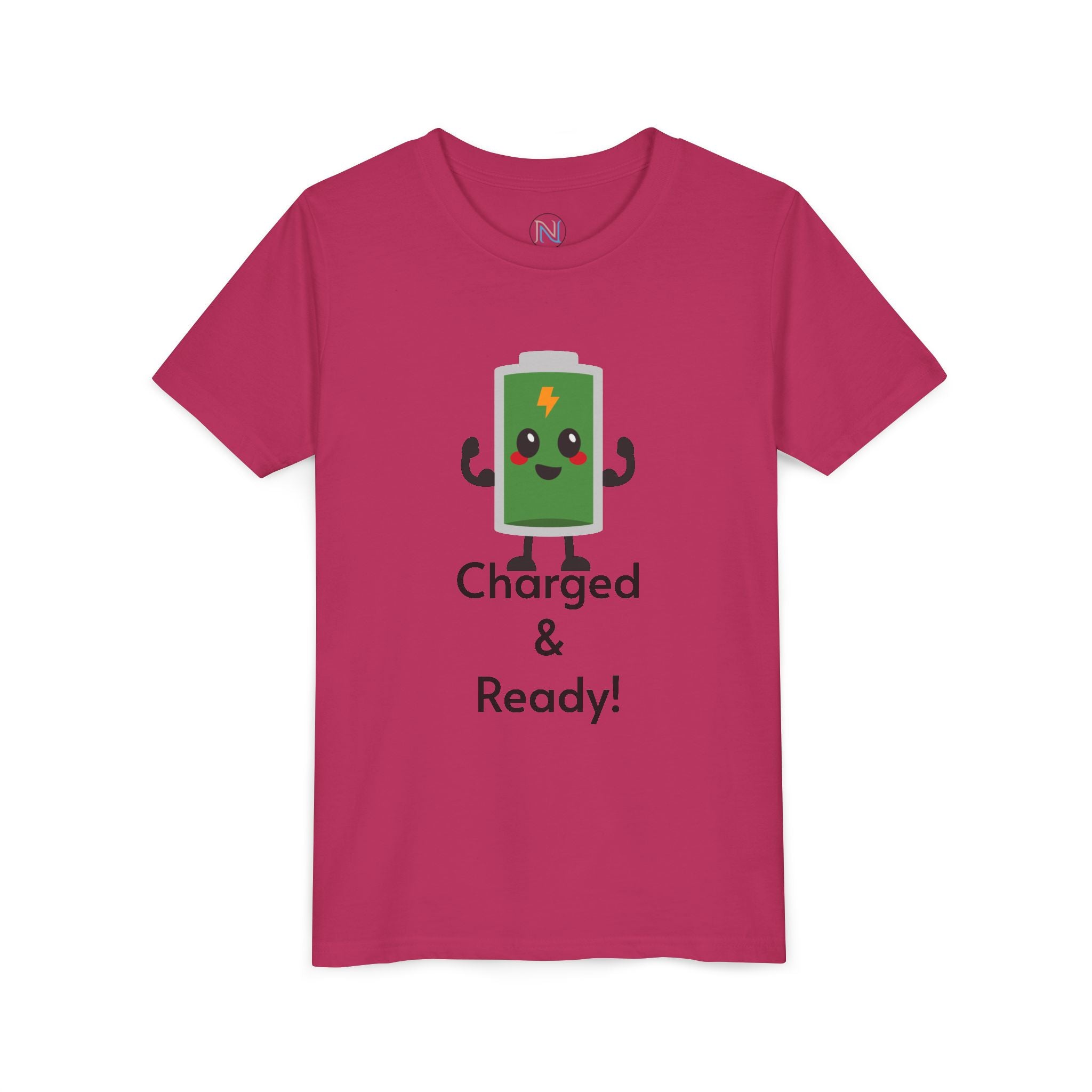 "Charged & Ready" Youth T-Shirt | Gamer Style Battery Graphic Tee