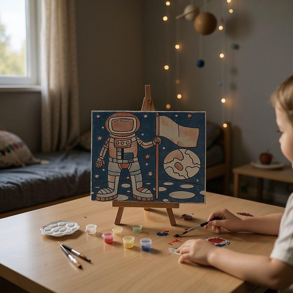 Astronaut on the Moon DIY Paint Kit | Space & Science Canvas Art for Kids