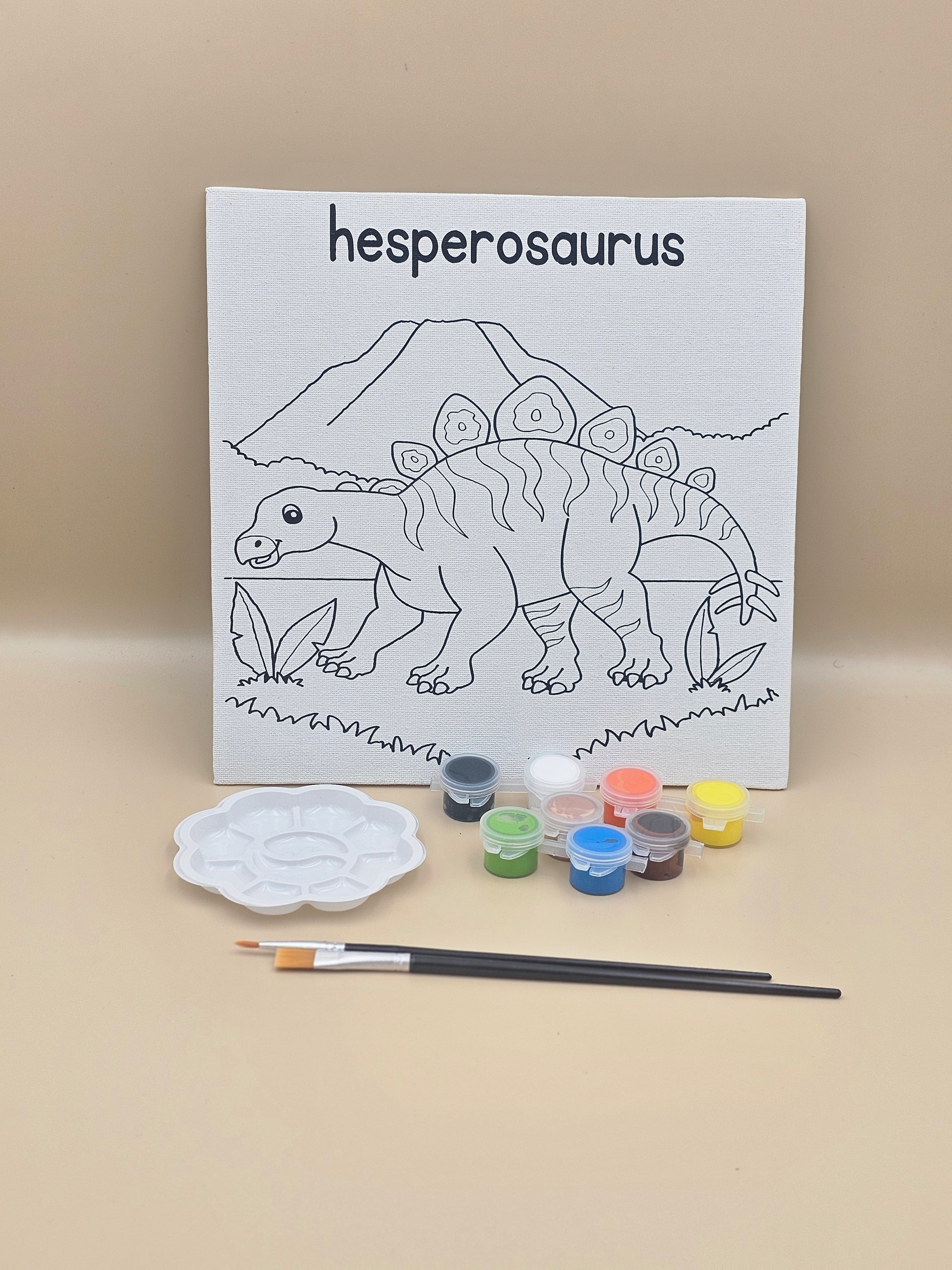 Hesperosaurus Dinosaur DIY Paint Kit | Prehistoric Animal Canvas Art for Kids