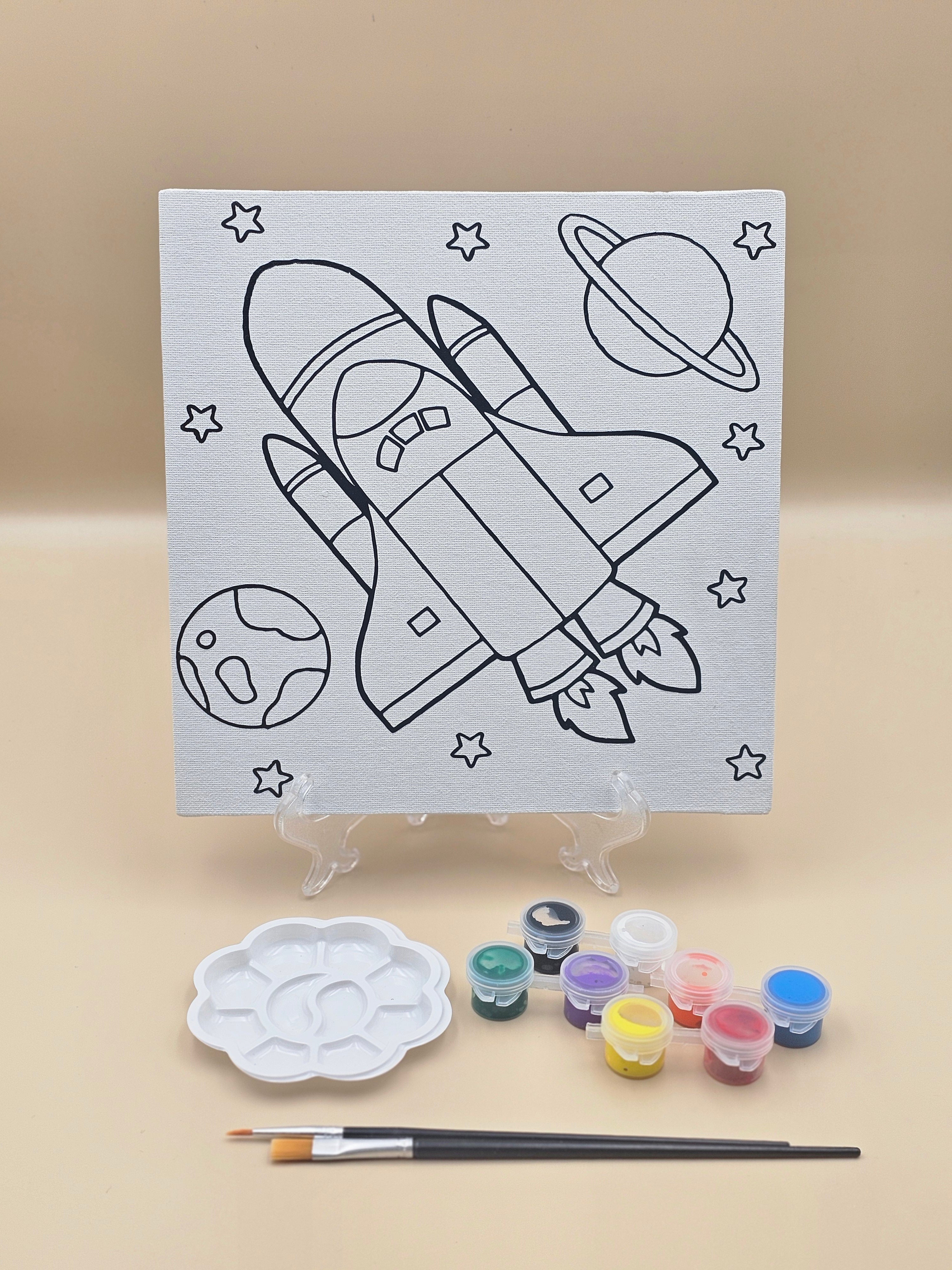 Blast Off! Space Shuttle DIY Paint Kit | Handcrafted Galaxy Canvas Art for Kids