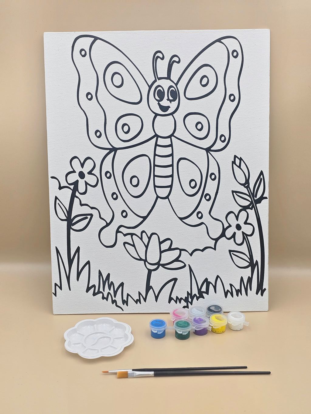 Butterfly Garden DIY Paint Kit for Kids | Handcrafted Canvas with Paints & Palette