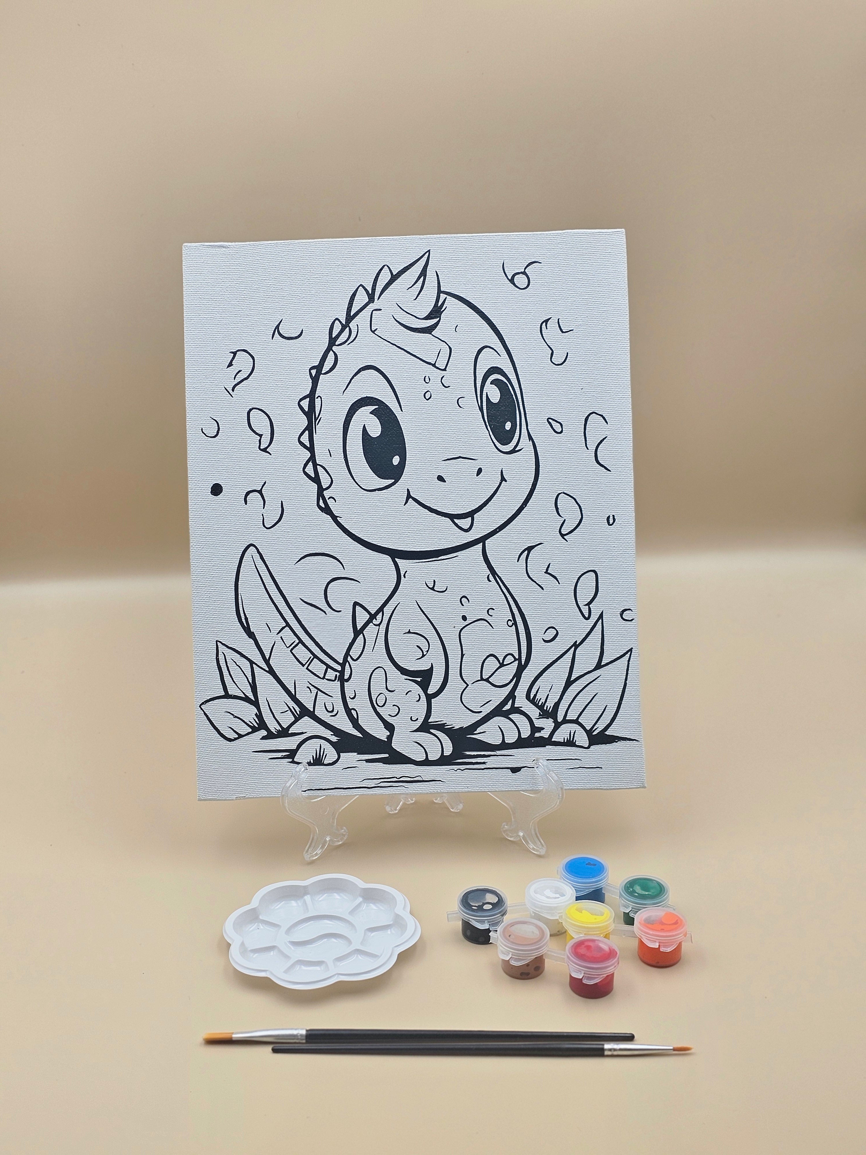 Baby Dinosaur DIY Paint Kit | Prehistoric Canvas Art for Kids
